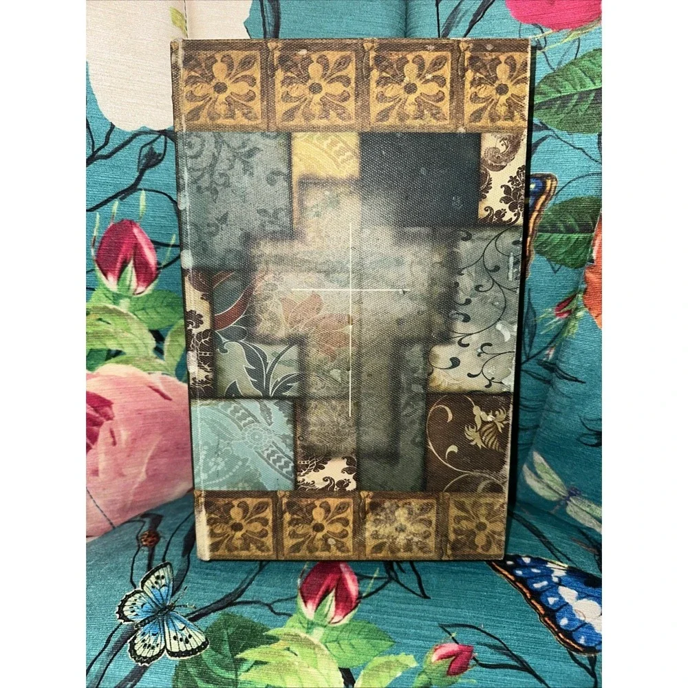 Decorative Vintage Book Shaped Trinket Storage Box Patch design W-cross